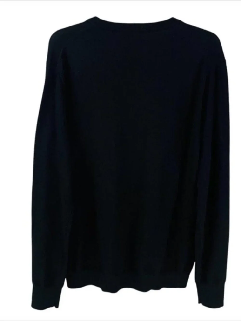 J. Crew Mens 100% Merino Wool Slim Fit Sweater Size L Black V-Neck